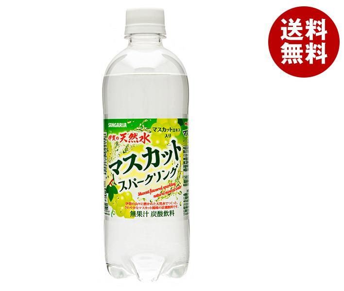 サンガリア 伊賀の天然水 マスカットスパークリング 500mlペットボトル×24本入×(2ケース)｜ 送料無料 マスカット ぶどう ブドウ 炭酸 炭酸水