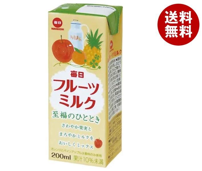 毎日牛乳 毎日フルーツミルク 200ml紙パック×24本入×(2ケース)｜ 送料無料 ミックス 乳性