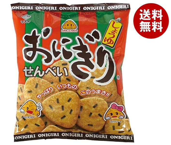 【送料無料・メーカー/問屋直送品・代引不可】マスヤ おにぎりせんべい 92g×12袋入｜ お菓子 おつまみ・せんべい 袋 米菓 醤油 しょうゆのサムネイル