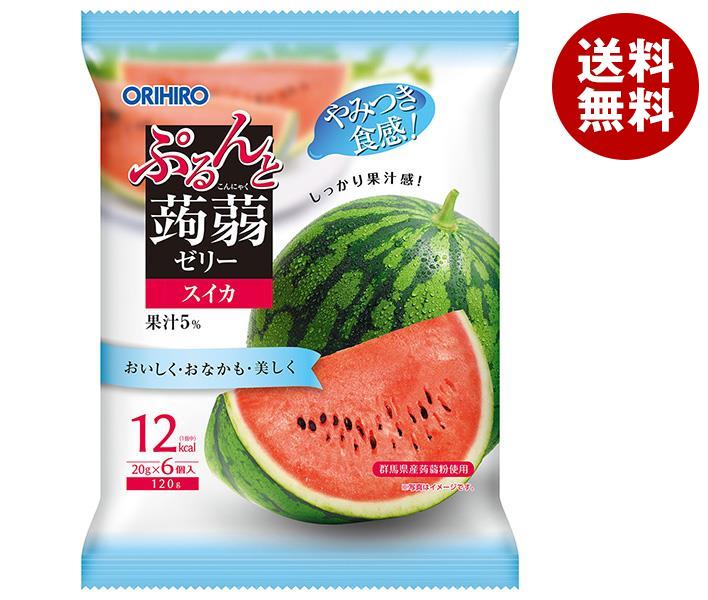 オリヒロ ぷるんと蒟蒻ゼリー スイカ (20g×6個)×24袋入×(2ケース)｜ 送料無料 お菓子 こんにゃくゼリー ダイエット すいか