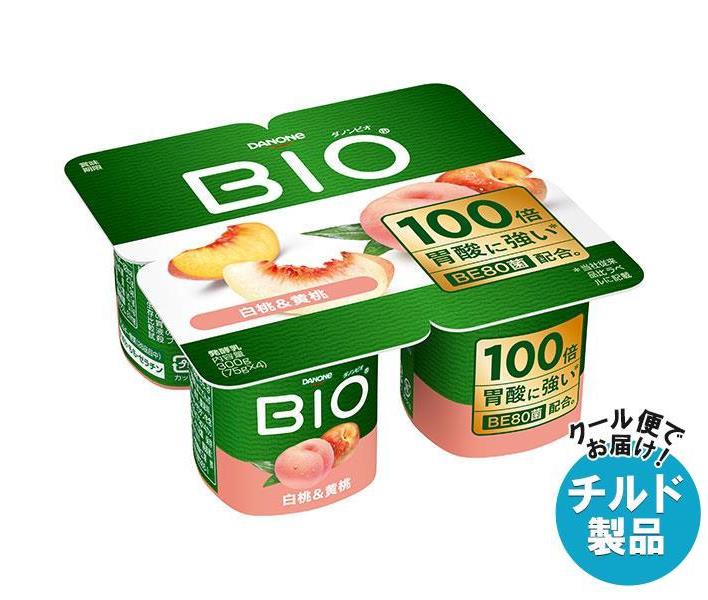 【チルド(冷蔵)商品】ダノンジャパン ダノンビオ BIO 白桃＆黄桃 (75g×4)×6個入×(2ケース)｜ 送料無料 ダノン ヨーグルト 桃 もも ダノンヨーグルト