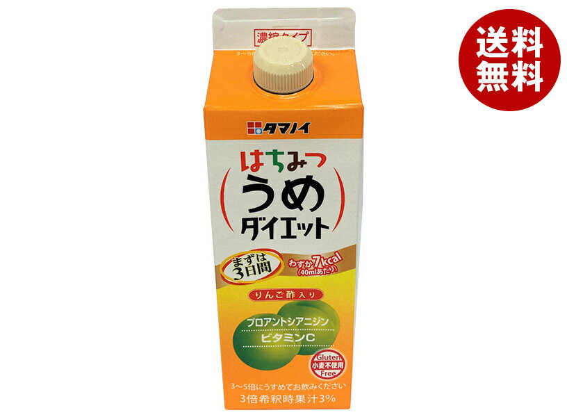 タマノイ酢 はちみつうめダイエット 濃縮タイプ 500ml紙パック×12本入×(2ケース)｜ 送料無料 紙パック 健康酢 酢飲料 お酢 希釈用