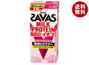 【送料無料・メーカー/問屋直送品・代引不可】明治 ザバス MILK PROTEIN(ミルクプロテイン) 脂肪0 イチゴ風味 200ml紙パック×24本入×(2ケ...