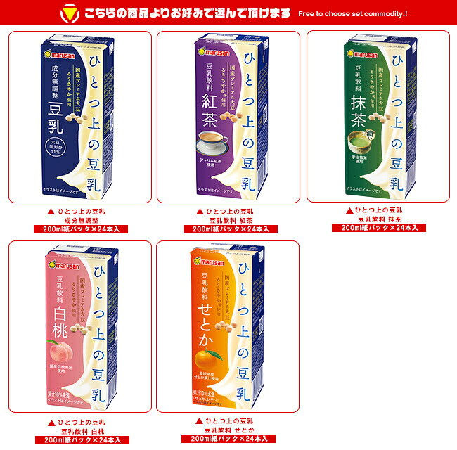 マルサンアイ ひとつ上の豆乳シリーズ 選べる2ケースセット 200ml紙パック×48(24×2...