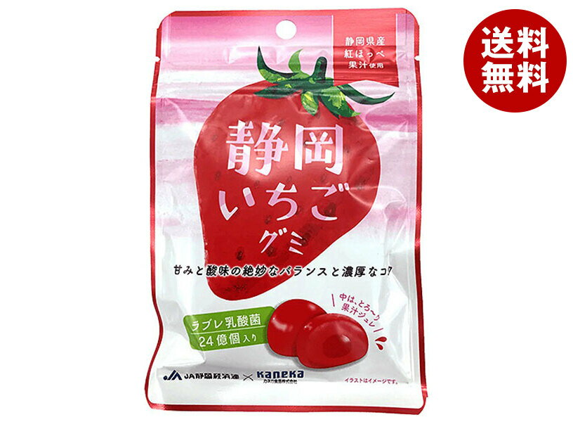 カネカ食品 静岡いちごグミ ラブレ乳酸菌入 40g×10袋入｜ 送料無料 お菓子 グミ 果汁 ジュレ ラブレ乳酸菌 ラブレ 乳酸菌 チャック付き 腸内環境 苺 いちご