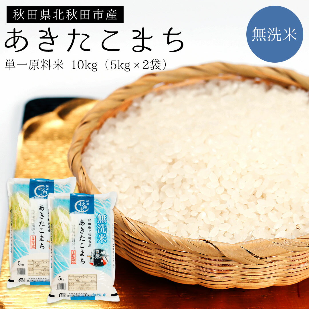 秋田県産 あきたこまち 無洗米 精米 10kg（5kg×2袋） 北秋田市産 単一原料米 ブランド米 大粒 国産米