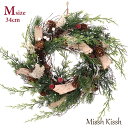 クリスマス リース スワッグ クリスマスリース wreath swag Mサイズ まつぼっくり ウッドチップ ナチュラル christmas Xmas 店舗 装...