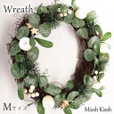 花 フラワー リース スワッグ クリスマスリース グリーン ホワイトアップル Mサイズ 32cm Round Leaves インテリア おしゃれ christm...