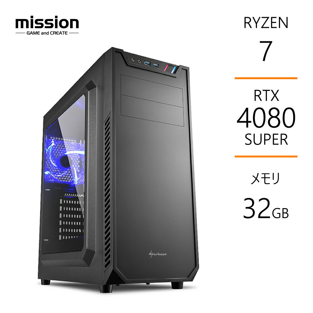 ゲーミングPC Ryzen7 5700X RTX4080SUPER メモリ32GB SSD1TB B550 サイドフロー空冷 デスクトップのサムネイル