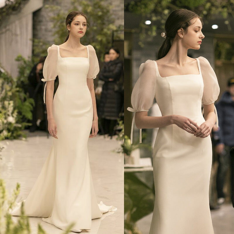 ウエディングドレス 花嫁 二次会 披露宴 大きいサイズ ロング 白 韓国 レース シンプル 演奏会 発表会 体型カバー 20代 30代 40代 50代 春 夏 秋 冬 マーメイド プリンセス 袖あり 袖なし ビーチフォト 前撮り カジュアル キレイめ 可愛い