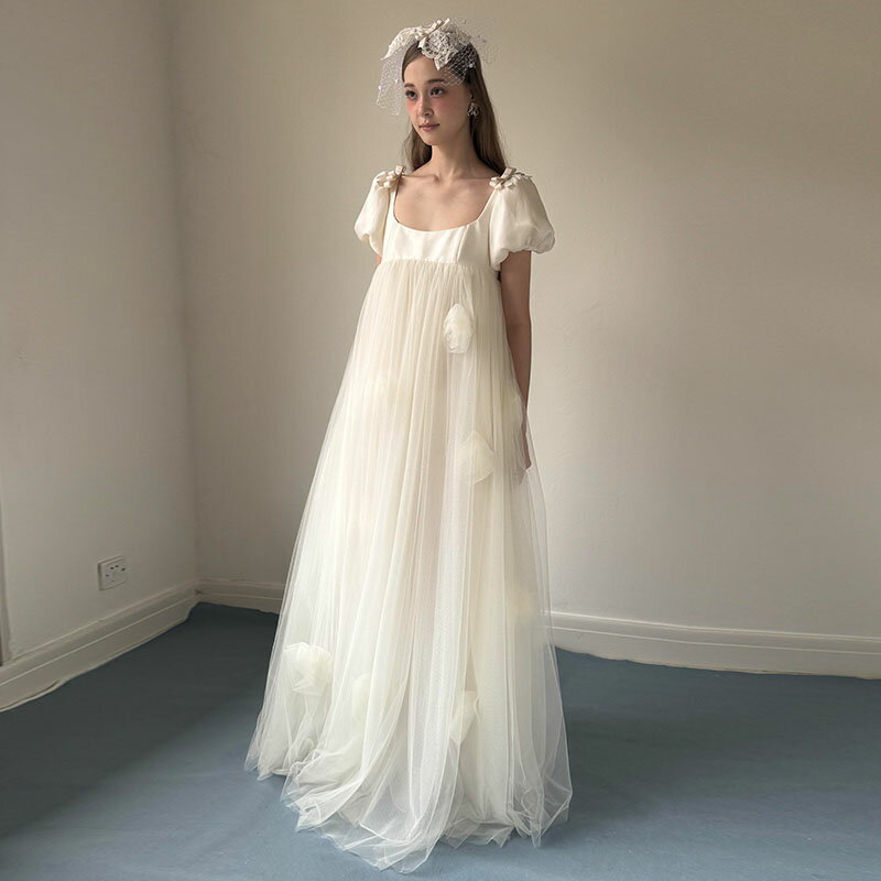 ウェディングドレス Aライン ロングトレーン ワンピース 前撮り 後撮り フォトウェディング 披露宴 二次会 白 結婚式 妊婦 ドレス ウエディングドレス 妊婦 ウェディングドレス チュール 二次会 半袖 小さいサイズ 大きいサイズ セミオーダー