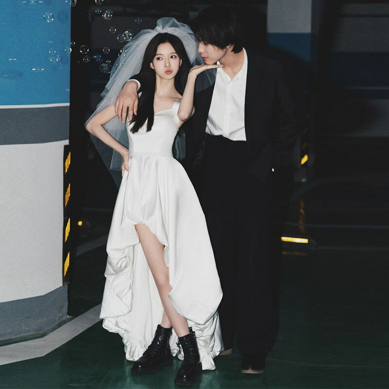 ウェディングドレス 花嫁 フォトウェディング 二次会 wedding dress 前撮り 海外挙式 イベント用ウエディング 後撮り ブライダル写真に最適 ウエディングドレス ブライダル 前短後長ドレス 結婚式 小さい 大きい 披露宴 演奏会 オーダーメイド