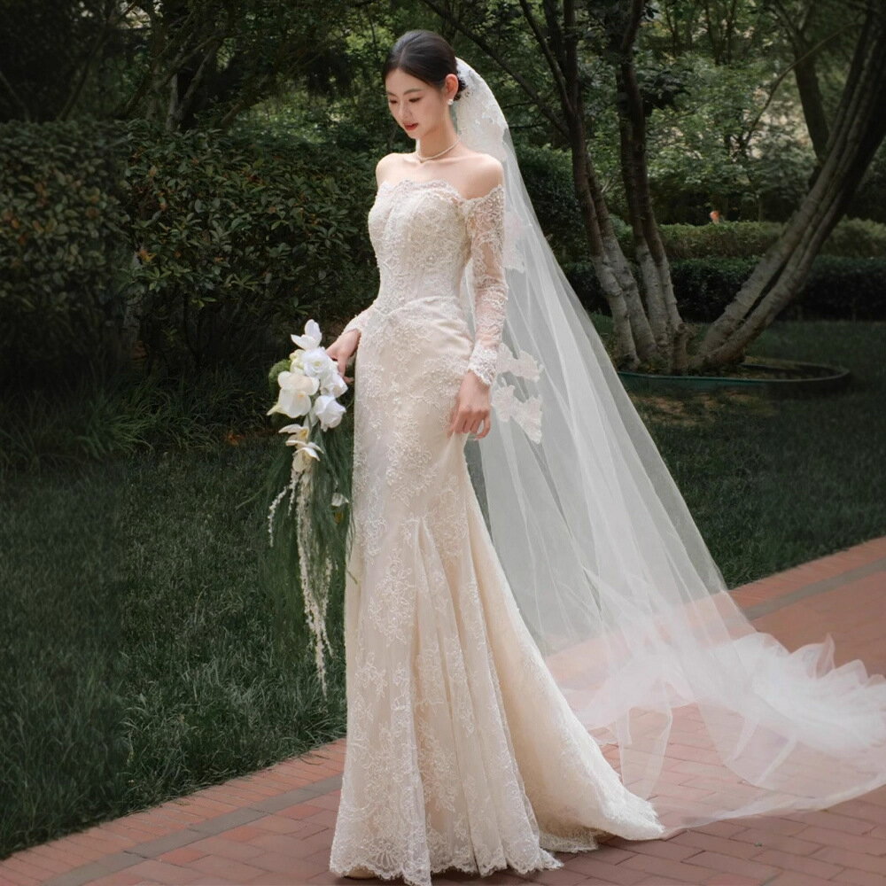 ウエディングドレス 花嫁 結婚式 パーティードレス レース刺繍 二次会 ブライダル ワンピース 長袖 セクシー 海外挙式 ロングドレス 披露宴 イブニングドレス エレガント 演奏会 Aラインドレス 文化祭 お呼ばれ ドレス 優雅感 小さい 大きい セミオーダー