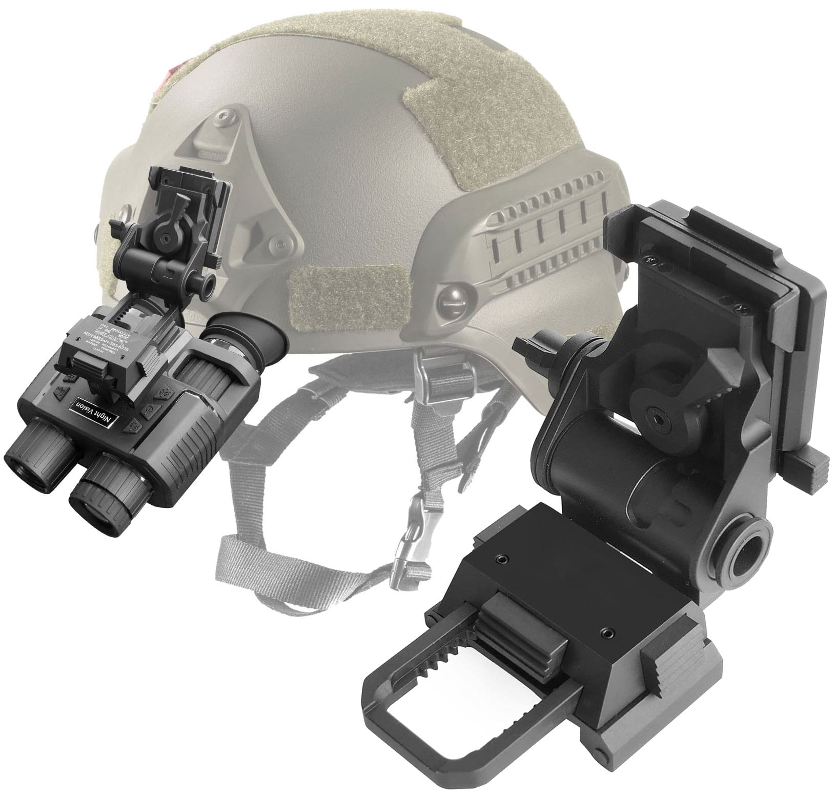 金属製 L4G24 PVS-15 PVS-18 対応 暗視ゴーグル ヘルメットマウント 商品概要 ヘルメットに暗視ゴーグル(暗視スコープ)を固定するためのメタル製のヘルメットマウントです。重量のある暗視ゴーグル(暗視スコープ)をしっかりヘルメットに固定します。PVS-15やPVS-18、GPNVG18の暗視ゴーグル(暗視スコープ)に対応。 ※PVS-14はマウント形状が異なるため装着できません。また、ACH、PASGT、MICH、M88などのヘルメットにも対応します。 素材 ・信用性の高いメタル製のマウントです。重量のある高い酸化耐性を持つアルミニウム合金のため耐久性が非常に優れています。表面は、特殊なプロセスにより塗装されていて、表面は滑らかで色あせません。アルミニウム合金のため、重量はなんど160gと軽量です。このヘルメットと暗視ゴーグル(暗視スコープ)を頭に装着するには、軽量性が非常に重要です。 ベネフィット ・レバーとボタンの操作で、暗視ゴーグル(暗視スコープ)の上下位置の高さのスライド機能、眼との位置を調整する前後のスライド機能、角度の微調整機能がご利用可能です。ヘルメットを被ったまま、暗視ゴーグル(暗視スコープ)の位置の調整が可能です。 サイズと重要 ・重量は160g、大きさは最大横幅65mm、最大長さ112mm、最大厚み33mmです。使用しないときは折りたたんでプラスチックケースに収納可能です。 ご注意 ・ヘルメットや暗視ゴーグル(暗視スコープ)によっては、取り付けの際には加工調節が必要となる場合がございます。予めご了承下さい。 【関連キーワード】 暗視スコープ 暗視カメラ 暗視装置 ナイトスコープ スコープ ナイトビジョン ゴーグル ヘルメット マウント エアガン バッテリー 雨 釣り 動物観察 サバイバルゲーム サバゲー ハンディー 軍用 カメラ 赤外線 望遠 録画 SD録画 動画 夜間 暗視 撮影 軍用 MICH M88 FASTヘルメット エアガン アクセサリー【選択項目の追加料金について】 選択項目の追加分の価格については、買いものカゴや楽天市場から届きます初回の自動サンクスメールに反映されません。 当店で処理後、2回目に届くサンクスメールに反映されます。 【領収書の発行について】 領収書の発行については、注文履歴の中に「領収書発行する」ボタンがございますので、そこから発行してプリントして頂けるようお願いします。 紙での領収書については、ご注文時のみお受け致します。ご注文時以後の発行は、致しませんので御了承くださいませ。 クレジットカード購入(5万円以上)による領収書発行について、弊社では収入印紙の貼り付け発行はしておりません。 代金引換でのご注文の場合は、発送伝票控えが領収書となります。 【お客様都合による交換・返品】 商品到着日から起算して1週間以内にご連絡を頂いた場合に限り、返品・交換対応をさせて頂きます。 明らかに使用された形跡がみられるものについては交換・返品対応をお断りさせて頂きます。 商品未使用(新品)の状態かつ、商品到着時に同梱されていた全て(付属品、商品パッケージ、緩衝材、説明書、お買い上げ明細書など)が揃っていることが条件となります。 返品・交換にかかる送料や発送送料、代引手数料、振込手数料はお客様のご負担となります。 送料無料商品については、発送時の送料もお客様のご負担となります。 【沖縄・離島・一部地域への送料と中継料金】 沖縄・離島・一部地域へご発送で、9,800円(税込)未満のご注文については送料と中継料金が発生します。 送料と中継料金はご注文後、加算させて頂きます。2回目に届くサンクスメールにてご確認頂けます。予めご了承ください。