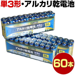 単三電池 60本 アルカリ 単三 単3 電池 乾電池 20本入り 3パック あわせ買い まとめ買い おすすめ 備蓄 防災 防災グッズ 長持ち 送料無料