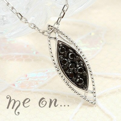 樂天商城 - 【メール便送料無料/代引き不可】シャープな印象のブラックダイヤモンドをさらに鮮麗させたK10リーフモチーフネックレス【64241】