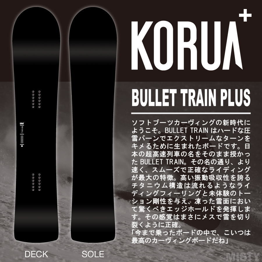 24-25 KORUA SHAPES (コルアシェイプス) BULLET TRAIN PLUS (バレットトレインプラス)  160cm / 早期予約開始 チューンナップ、ソールカバー付き (スノーボード パウダー カービング キャンバー 板)