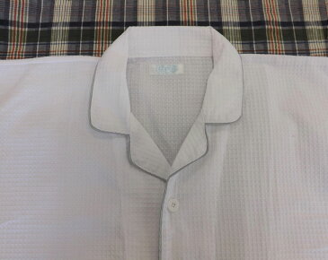 【50枚セット】リネン対応 T/C65/35 ビッグワッフル生地 シャツ型ガウン【業務用】男女兼用】【館内着】【フリーサイズ】【エステ】【前開き】【部屋着】
