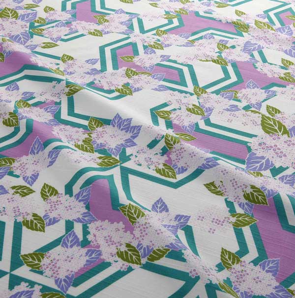 【浴衣と帯のセット】日本製　紫陽花（あじさい）旅館浴衣【業務用】【遠州織物】