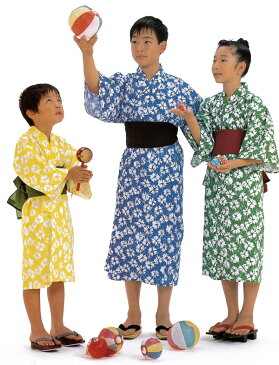 日本製　子供浴衣（四本紐つき）しぼり柄【寝巻き浴衣】【業務用】