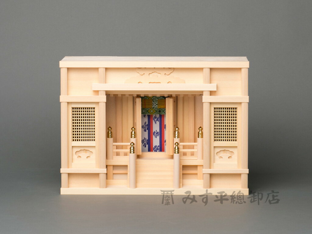 箱宮 (高欄付 一枚扉) 間口 1尺5寸・2尺 神棚 モダン デザイン シンプル 高級神棚 お宮 木曽桧 日本製 国産 手作り