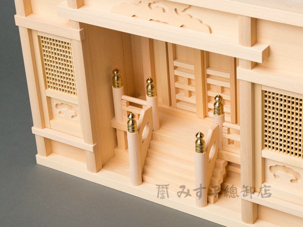 箱宮 (高欄付 一枚扉) 間口 1尺5寸・2尺 神棚 モダン デザイン シンプル 高級神棚 お宮 木曽桧 日本製 国産 手作り