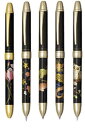 ゆうパケット発送・送料込み!プラチナ・ダブルアクション近代蒔絵(ボールペン黒+赤&シャープペン0.5mm) 多機能筆記具