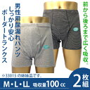 【33019】【M/L/LL 2枚組&10%OFF】男性用失禁パンツ 尿漏れパンツ ボーダートランクス(吸水量100cc)前あき・しっかり安心タイプメンズ男性用失禁パンツ【RCP】【smtb-k】【w1】【楽ギフ_包装】【重失禁】【日本製】ボクサー型