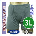 尿漏れパンツ【大きいサイズ 3Lサイズ 2枚組 10%OFF】男性用失禁パンツ 吸水量100cc ボクサー トランクス 前あき メンズ 重失禁【宅配便 送料無料/33015smtb-k/w1/ RCP/楽ギフ/日本製】ボクサー型
