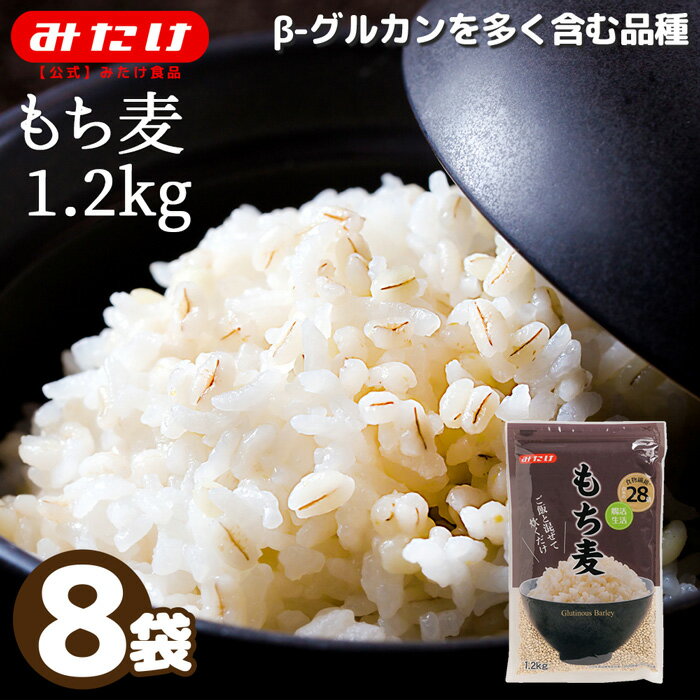 みたけ もち麦（北米産）1.2kg×8袋 合計9.6kg 大容量 送料無料 水溶性食物繊維 β-グルカン カナダ産 アメリカ産 もちむぎ 麦飯 腸活 ダイエット 食物繊維 もち麦ごはん ダイエット