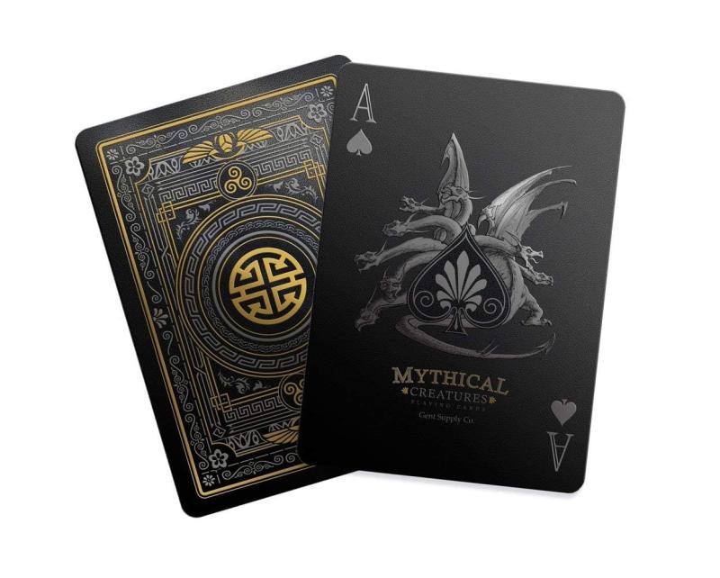 真っ黒　トランプ Mythical Creatures - Black Silver &amp; Gold Edition Playing Cards by Gent Supply Co