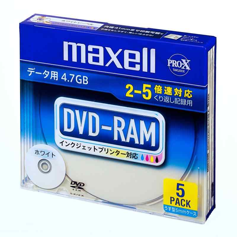 maxell ǡ DVD-RAM 4.7GB 2-5®б 󥯥åȥץбۥ磻 5 5mm DRM47PWC.S1P5S A