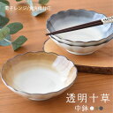 【300円OFFクーポン】中鉢 透明十草 和食器 鉢 サラダボウル 煮物鉢 フルーツボウル 500ml 食器 おもてなし 美濃焼 陶器 器 フルーツ ヨーグルト...
