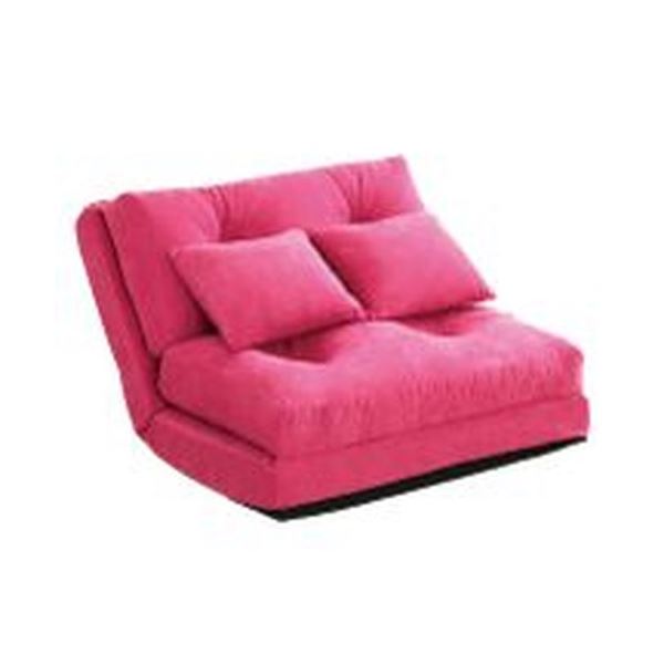 3WAY ソファーベッド 【シングル 幅90cm ピンク】 日本製 パイプフレーム ウレタン クッション2個付き 完成品 〔リビング〕【代引NG】
