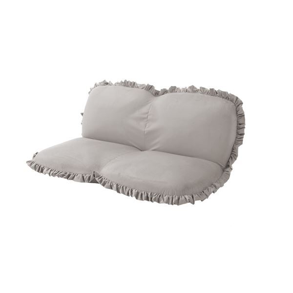 大人かわいいローソファ/座椅子 2人掛け グレー 背もたれ14段階リクライング 日本製代引NG