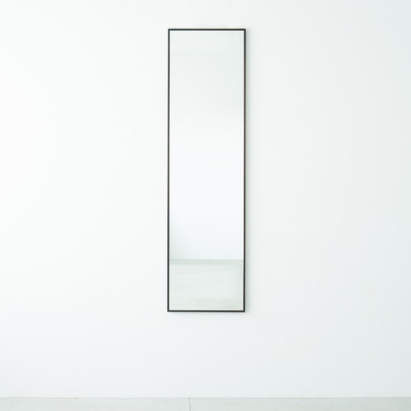 細枠ウォールミラー 幅42cm(ブラウン/茶) 天然木/姿見鏡/ワイド/高級感/木製/飛散防止加工/壁掛け/北欧風/日本製/完成品/NK-7 鏡 スタンドミラー