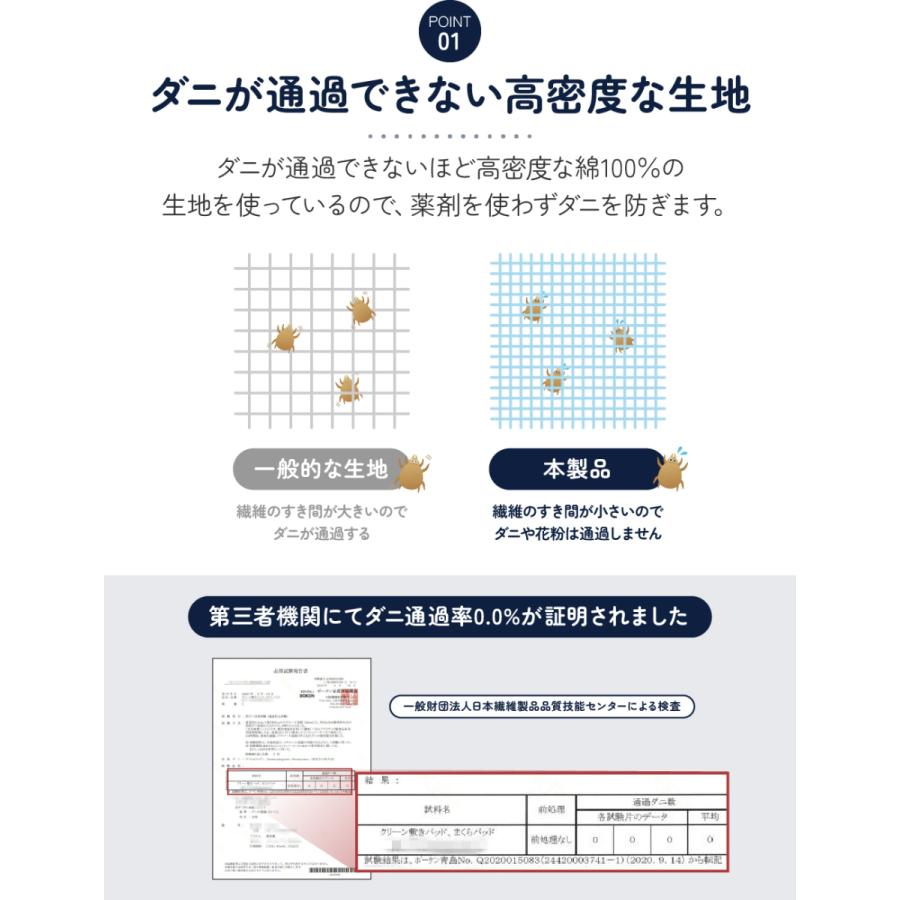 3%OFFクーポン有 防ダニ（ノミ、ダニ駆除剤不使用） ダニガード ダニを通さない綿100％生地使用 敷きパッド セミダブル 120x200cm MI 3