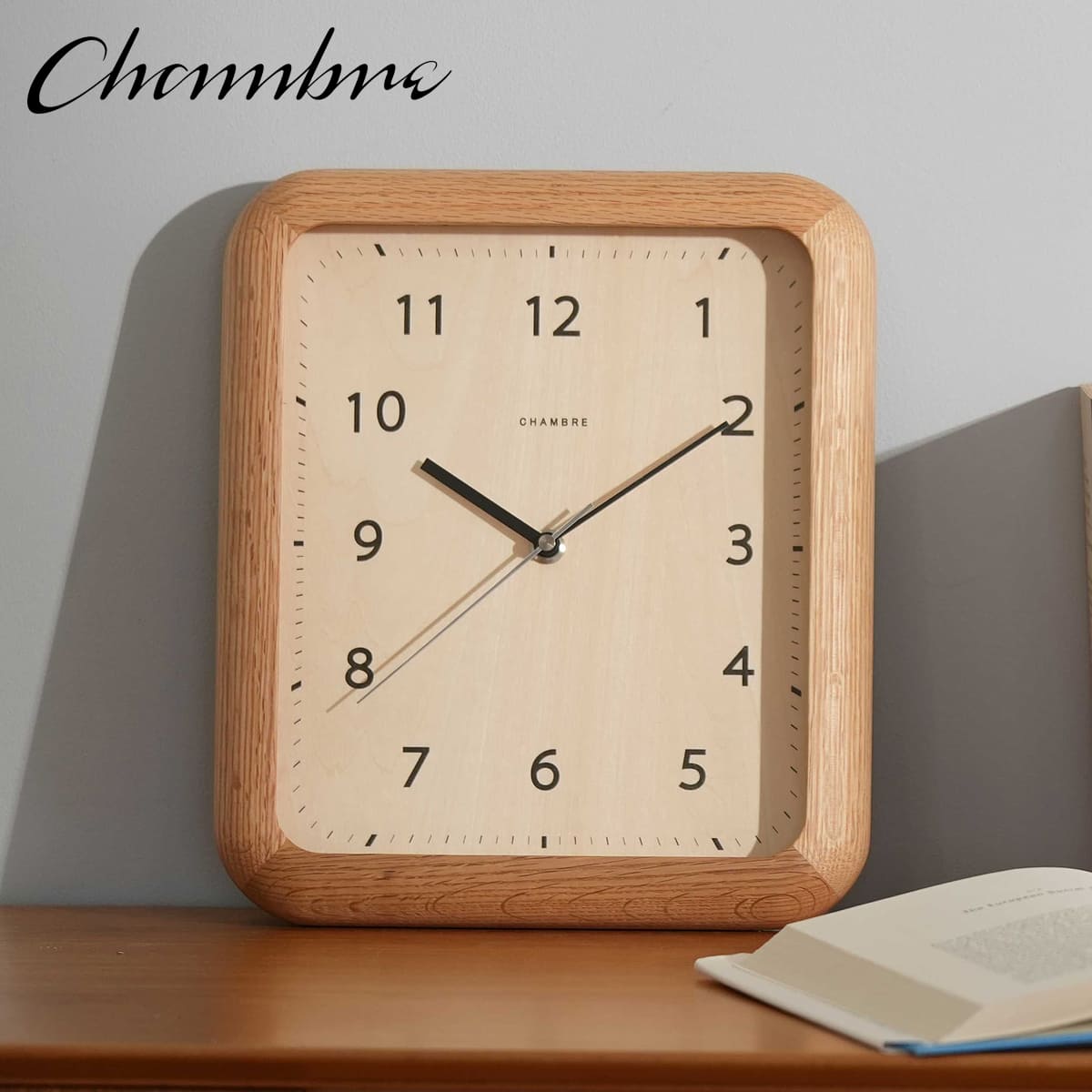 BOOK CLOCK【OAK】 壁掛け時計 / 置き時計 / ナチュラル / シンプル / モダン / 四角 / 静音 / おしゃれ / かわいい / アナログ / 無垢材 / 木製 / ギフト / 日本製 / シャンブル【沖縄・離島 お届け不可】