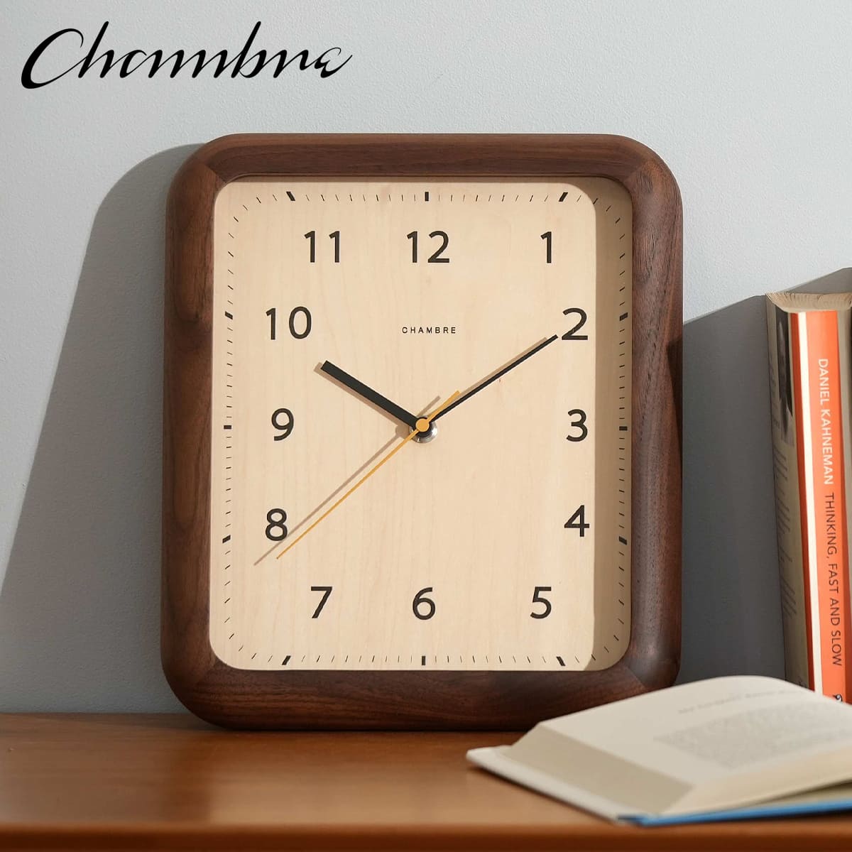 BOOK CLOCK【WALNUT】 壁掛け時計 / 置き時計 / ナチュラル / シンプル / モダン / 四角 / 静音 / おしゃれ / かわいい / アナログ / 無垢材 / 木製 / ギフト / 日本製 / シャンブル【沖縄・離島 お届け不可】