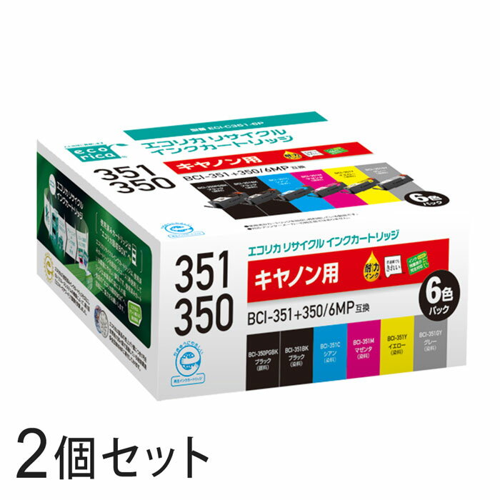 BCI-351+350/6MP リサイクルインクカートリッジ 6色パック×2箱 エコリカ ECI-C351-6P キヤノン対応 