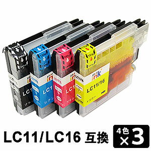 LC11/LC16 4色×3セット(計12本） 互換インクカートリッジ 【沖縄・離島 お届け不可】