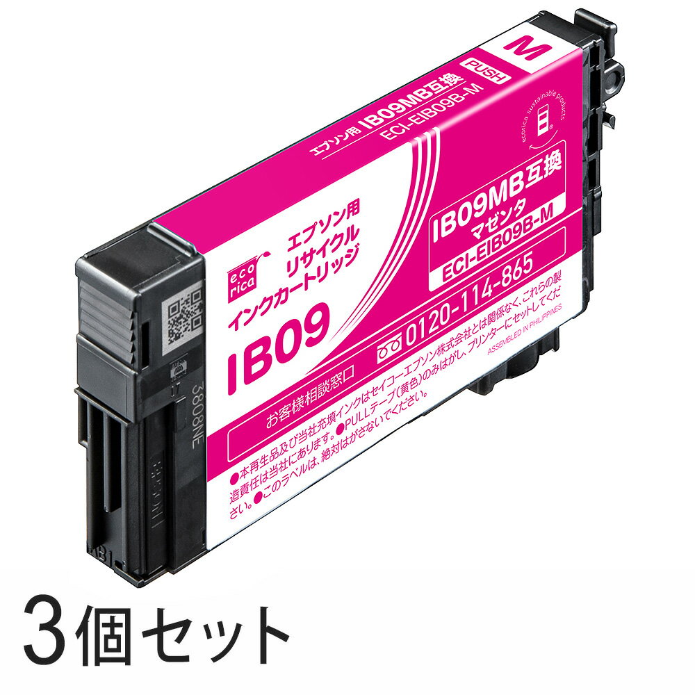 Hewlett Packard - 【3本セット】 IB09MB リサイクルインクカートリッジ マゼンタ エコリカ ECI-EIB09B-M エプソン対応 【沖縄・離島 お届け不可】