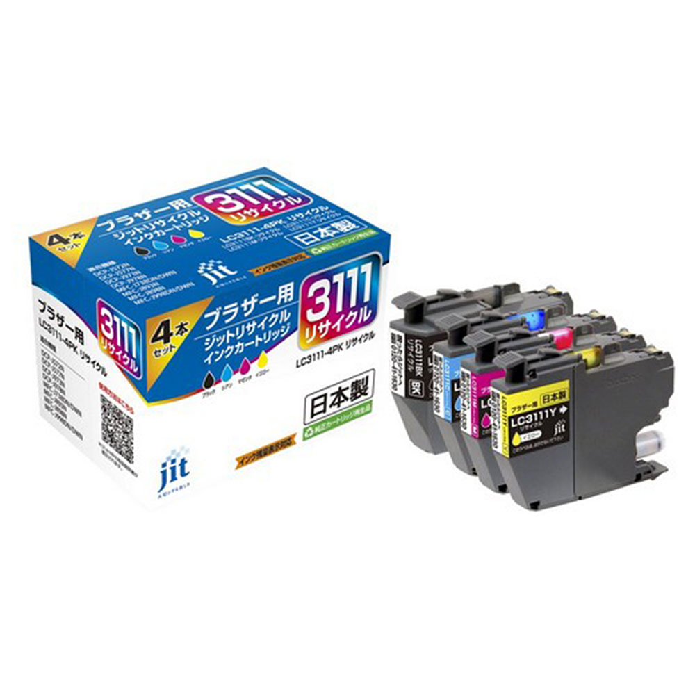 Refill Ink - LC3111-4PK 対応 ジット リサイクルインク JIT-B31114P 4色セット ブラザー対応 【沖縄・離島 お届け不可】 【代引不可】