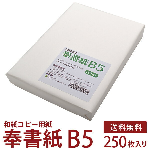 奉書紙 甲斐 和紙コピー用紙 白 B5 250枚入 レーザープリンター・インクジェットプリンター対応 公文書 冠婚葬祭 式辞 祝辞 目録 結納 ..