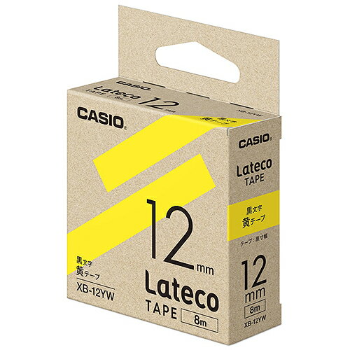 カシオ CASIO ラテコ Lateco 詰め替え用テープ 12mm 黒文字 / 黄テープ XB-12YW