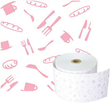 58mm幅用 58×80×12 カフェ ピンク ファンシー感熱レジロール紙 （20巻パック） 【沖縄・離島 お届け不可】