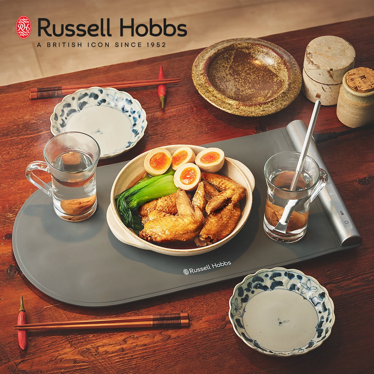 Russell Hobbs ラッセルホブス フードウォーマーパッド | 保温プレート / 保温マット / 防汚 / 耐油 / 温度調節 / タイマー / オートオフ / 水拭き / 軽量 / 折りたたみ / コンパクト / おしゃれ / デザイン / シンプル / スタイリッシュ【沖縄・離島 お届け不可】