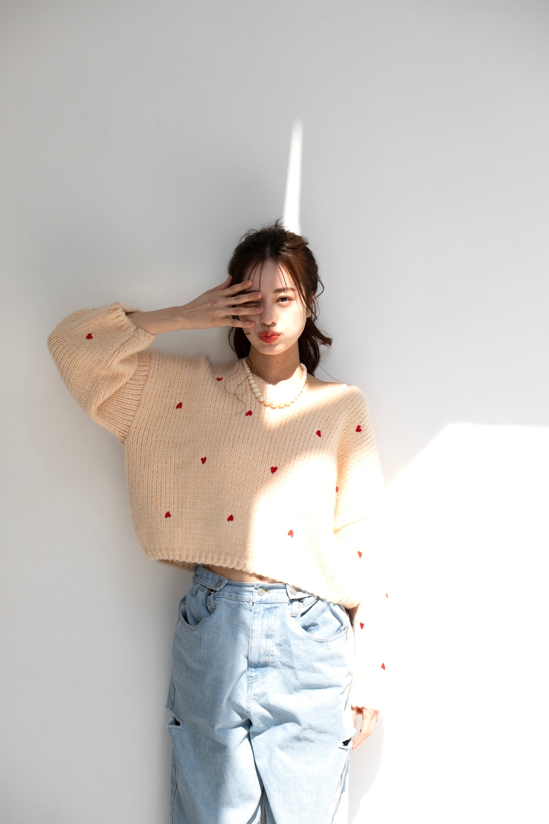 Heart ballon sleeve knit