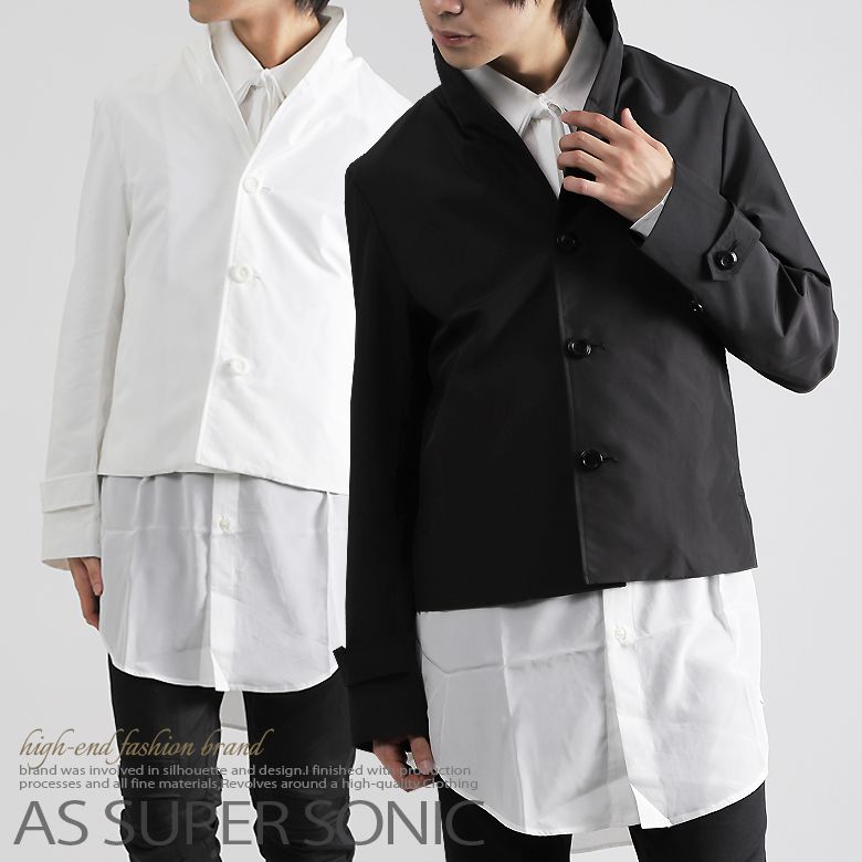 テーラードジャケット 襟 ワイヤー メンズ ジャケット スタンドカラー メンズ AS SUPER SONIC