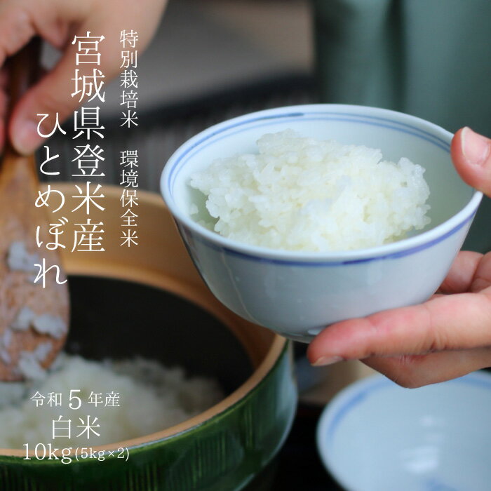 令和5年産 特別栽培米 宮城県登米産 環境保全米 ひとめぼれ 白米 10kg（5kg×2） 【送料無料】のサムネイル
